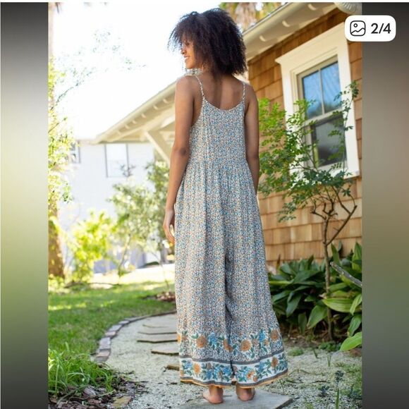 NATURAL LIFE Blue and Orange Bohemian (Zoe) Jumpsuit with adj straps- EUC! - Picture 2 of 14